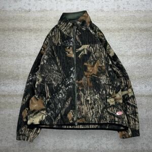 Vintage 90s Mossy Oak Jacket Womens XL Hunting Camo Fleece Full Zip Woodland